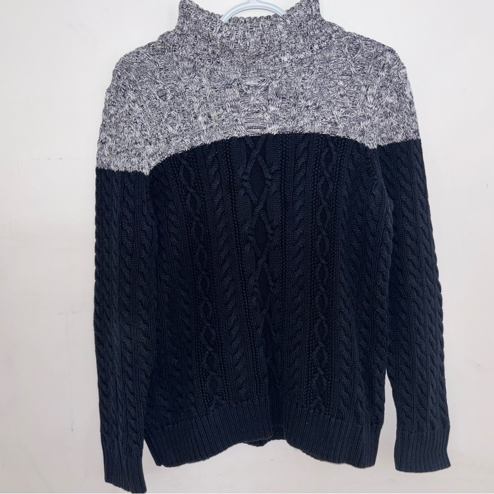 Croft & Barrow Blue Gray Cable Knit Mock Neck Sweater XL